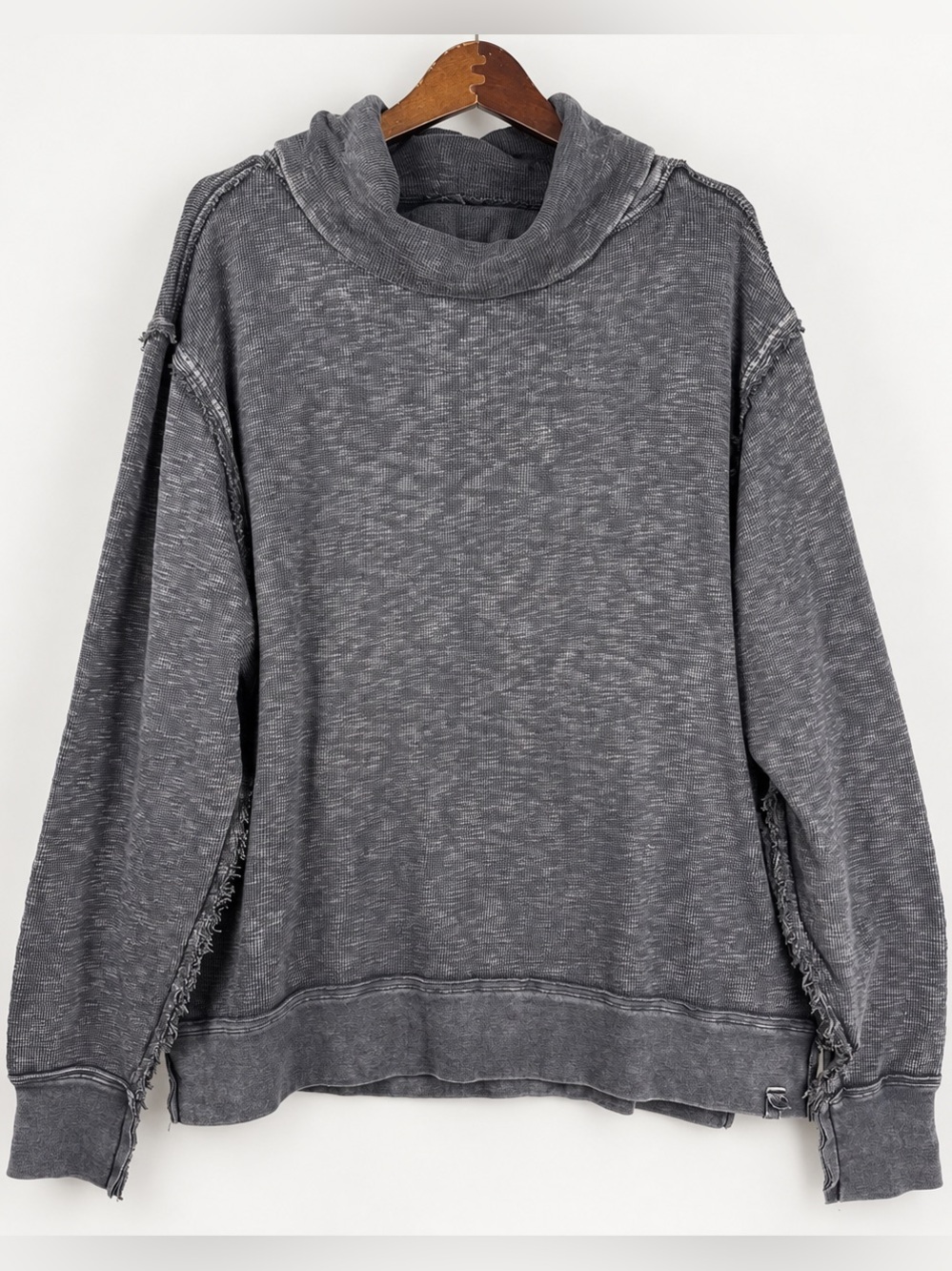 Free People We The Free Oversized Charcoal Cowl Neck Sweatshirt M
